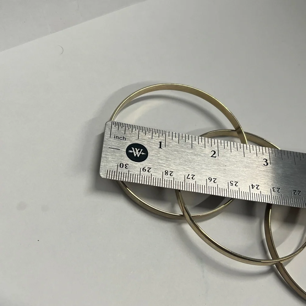Goldtone Bangle Trinity Set of 3 Attached Banhle Bracelets